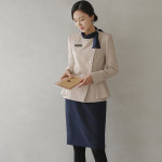 베이지 정장 근무복 블레이저 리셉션 재킷 안내데스크 여성 호텔 프론트 데스크