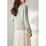 EAMT 여자 겨울 코트 울 아보카도 그린 추동 트위드 가을 하프 상의 EUNG4