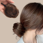 라이트브라운 똥머리 집게핀 생머리 가발 X2개 로우번