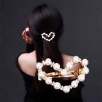 진주 여성 큐빅 반 자동핀 편한 하트