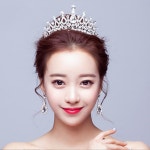 셀프웨딩 티아라 왕관 헤어 머리띠 보석 큐빅 공주 브라이덜샤워 파티 헬로윈 스냅촬영 소품 물방울큐빅 티아라