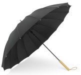 우드 핸들 튼튼한 자동 초대형 장우산