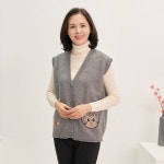 마미소 양이와물고기 조끼 가디건 패치 자수 무늬 엄마옷 할머니옷 4060 마담 중년여성 옷