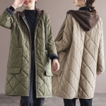 후드 패딩 코트 캐주얼 패딩 하프코트 여성 자켓 롱패딩 야상 점퍼 웰론 아우터 오버핏 롱누빔 경량패딩 D99U 국방색