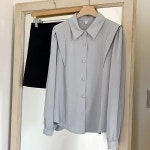 마미스헬퍼 카라넥 셔링 퍼프소매 세로라인 긴팔 블라우스 reiwbl3886