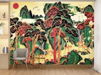 동양화 벽지- 십장생 민화 폐백실 전통인테리어 3폭 제작도 한지 2820x2400mm 192500원 07O019