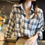 블라우스 체크남방 여성셔츠 카라셔츠 캐주얼