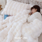 슬립잉 비숑 라셀 밍크 퍼 극세사 담요 블랭킷겸이불 단품 small 100x150 크림