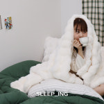 슬립잉 비숑 라셀 밍크 퍼 극세사 담요 블랭킷겸이불 단품 small 100x150 크림