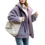 꽃소담 여성 루즈핏 두텁게 뽀글이 양털 겨울 자켓 hd퍼플 J1199