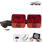 ATVOV 트레일러 트럭 후방 견인 테일 라이트 키트 정지 표시기 라이센스 번호판 반사판 RV 마그네틱 7