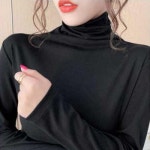 여자 하프넥 반목 티셔츠 폴라 터틀넥 겨울 코디