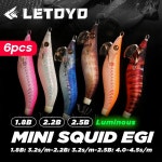 LETOYO 작은 EGI 발광 오징어 지그 에깅 인공 미끼 웹풋 문어 바다 낚시 6 개