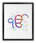 Dignovel Studios 액자 없는 Ik Onkar Khanda Symbol Sikh Faith Ek Onkar Sikhism 수채화 아트 프린트 포 11X14