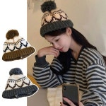 여성용 방울달린 빈티지 방울비니 겨울비니 털모자