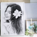 바벤아트 100 수작업 연필초상화 모오작가가 그리는 가치있는 선물 A3크기 1인 콩테 블랙액자