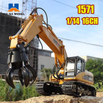 HUINA 1571 RC 굴삭기 목재 볼 그래버 트럭 1 14 16CH 크롤러 드릴링 자동차 엔지니어링 용 장난감