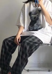 힙합 깅엄 정장 남녀공용 커플 체크팬츠 트레이닝 스트리트 배기 스키니 S