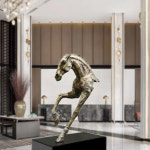 대형 말 동상 동물 정원 장식품 조형물 인테리어 블랙123x54x158cm 1개