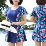 엄마수영복 할머니수영복 중년 몸매 엉덩이 체형커버 바지 투피스 수영복 66 77 88 99 E