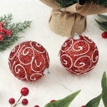 크리스마스 트리 오너먼트 루비레드 글리터 장식볼 2p 화이트윈드 1개