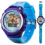 ACCUTIME Nickelodeon Paw Patrol 아동용 디지털 LED 시계 조명 디스플레이 체이스 마샬 록키 실리콘