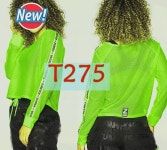 메쉬 여성 줌바댄스복 피트니스 방송댄스 에어로빅 S 형광그린 T275