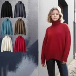 여성 포근포근 추운 겨울코디 니트 긴팔 목티셔츠 01