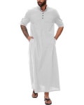 YAOHUOLE Kaftan 남성용 버튼 다운 이슬람 토브 남성용 아라비아 로브 남성용