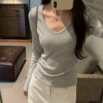 레몬소울 여성용 머라이 골지 브이넥 티셔츠 L