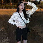 안녕릴리 여성 새틴 크롭 티셔츠 M 1080262RT