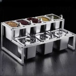 업소용 셀프바 반찬통 스텐 토핑통 양념 바트 뷔페 다크그린 18호 잼랙 세트 1개