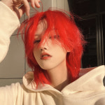 인플루언서 가발 단대홍색 숭어머리 가발 남성용 헤어커트 쇼케이스낭자한 짓을 하다 1개