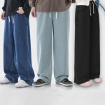남녀공용 여름 와이드 데님 밴딩 팬츠 바지