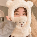 런칭 모자 마스크 일체형 베어 마스크모자 바라클라바 겨울 방한 털모자 마스크 넥워머 곰모자
