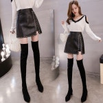 애니율 여성 가을 겨울 A라인 가죽 치마 바지 블랙색 G1582