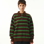 문선 문선 02 M C UNISEX Stripe Wool Collar Knit Forest