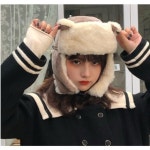 -당일출고- 여성 윈터 골덴 냐옹이 따뜻 항공퍼모자