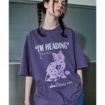 온라인판매용 꼼파뇨 상의 상의O HEADING CAT 반팔티 바이올렛 961732
