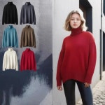 옷자락 여자 겨울 소프트 세미 언발 풀오버 루즈핏 폴라 니트