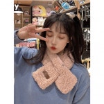 겨울 뽀글이 가죽라벨 퍼 숏 쁘띠 목도리 머플러 스카프