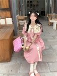 임부복 하객룩 오피스룩 앞단추 플라워패턴 원피스 핑크색 M사이즈 46 26 5kg 권장