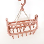 빨래집게 건조대 인디핑크 32클립 옷걸이형 후크 빨래걸이 양말속옷