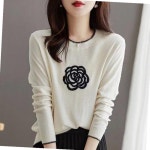 장미 간절기 환펀니트티 라운드 긴팔티