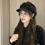 여성용 팔각형 울 베레모 모자 뉴스보이 클라우드 스트리트 브림 캡 야외