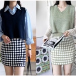 큐티 여성 니트 조끼 여자 스커트 세트 2색