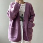 오버핏 병원 니트 여자 가디건 간호복 루즈핏 무지 봄 간절기 교복 이너