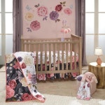Lambs Ivy Secret Garden Luxury Floral 3-Piece Cotton Satin Baby Crib Bedding Set 771009