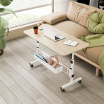 사이드 거실 협탁 보조 테이블 이동식 모션 높이조절 책상 라이트브라운 1000x500mm