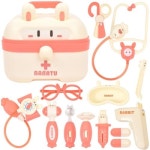 토끼 가방 보관함 작동 병원놀이 세트 rx-698a 청진기 어린이집 유치원 교재 교구 키트 동물 진료 진